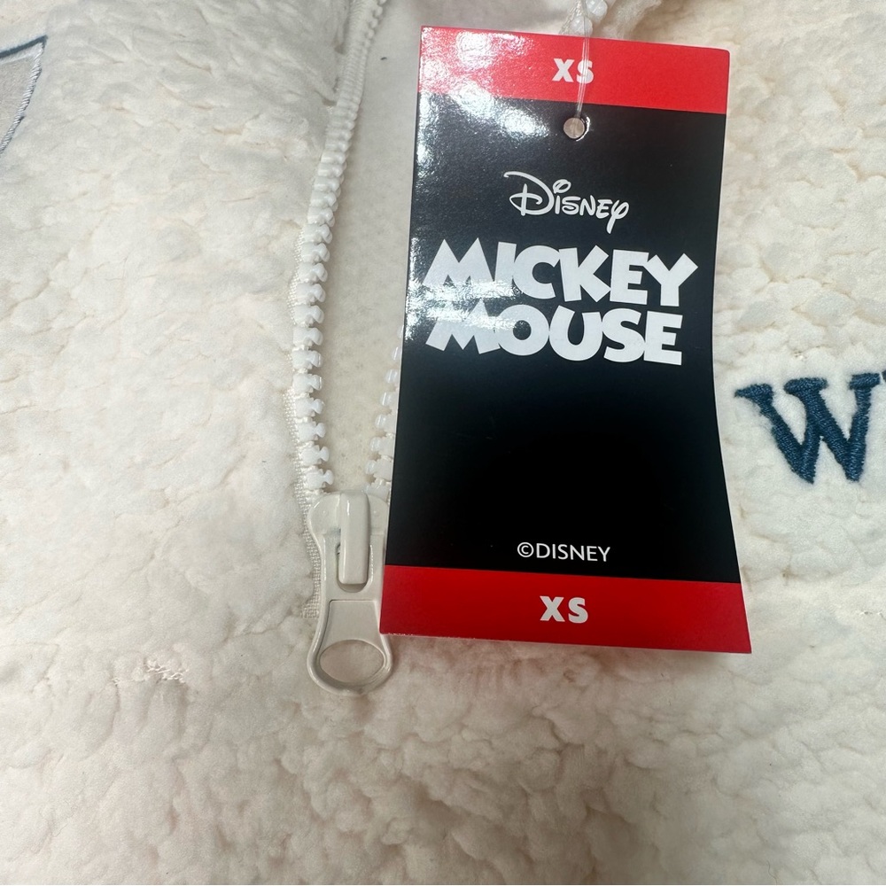 Disney Women's Mickey Mouse Ski Sherpa Quarter-Zip Sweater‎ Pullover Size XS New - Picture 13 of 13